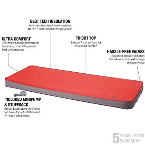 Exped Megamat 10 Insulated Self-inflating Sleeping Pad, Ruby Red