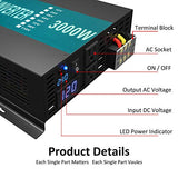 WZRELB 3000w Pure Sine Wave Solar Power Inverter Home Power supply Car Inverter Generator