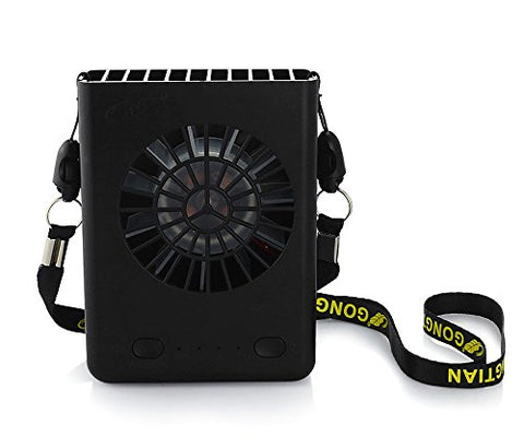 CestMall 3 Speeds Portable Multi-functional Mini Rechargeable Fan Powered by 18650 Li-ion Battery (included) & USB Charging (PLS Avoid Overcharging) for Outdoor Travel with String (Black)