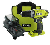 Ryobi P1811 One+ Compact Drill / Driver Kit (5 Piece Bundle: 1x P208 Drill / Driver Power Tool, 2x P102 18 Volt Battery, 1x P118 18 Volt Battery Charger, 1x Lime Green Ryobi Tool Bag)